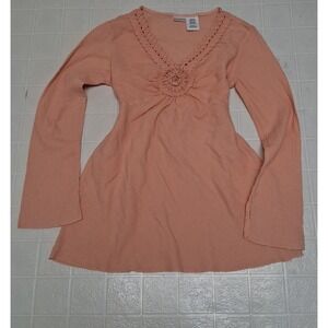 Y2K No Boundaries Babydoll Blouse Tie Back‎ Top 90s Forest Fairy Peach Coquette